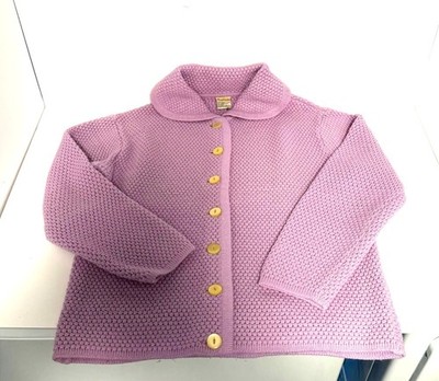 Vintage Dralon Hochbausch Lavender Cardigan Sweater Germany Textured Knit Women'