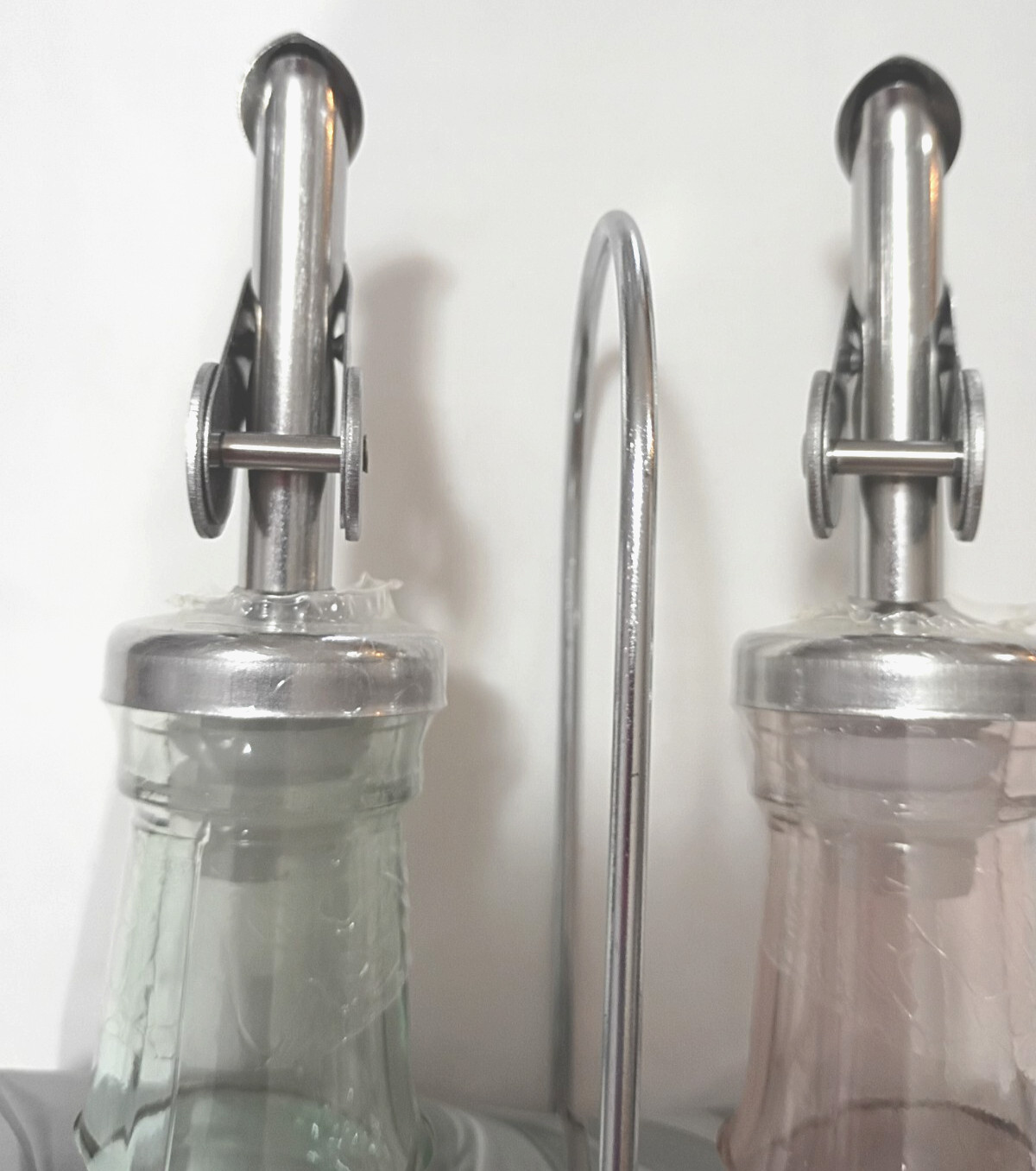 Cook With Color CWC Glass Gold Oil & Vinager Dispensers Pink & Green 17oz