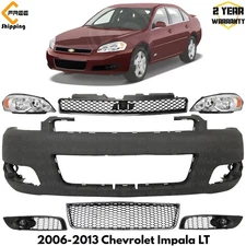 Front Bumper Cover Primed Plastic & Grille Kit For 2006-2013 Chevrolet Impala LT