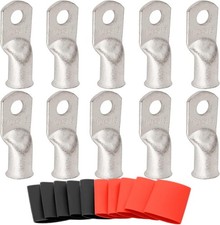 10PCS 1/0 AWG 5/16 Inch Tinned Copper Cable Lugs Wire Terminals UL Listed 0