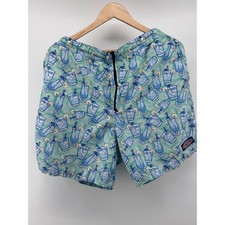 Vineyard Vines Swim Trunks Mens Medium Green Cocktail Print Beach Preppy