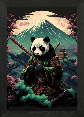 Panda Bambus Japan Gerahmtes Wandbild Poster Leinwanddruck Bild