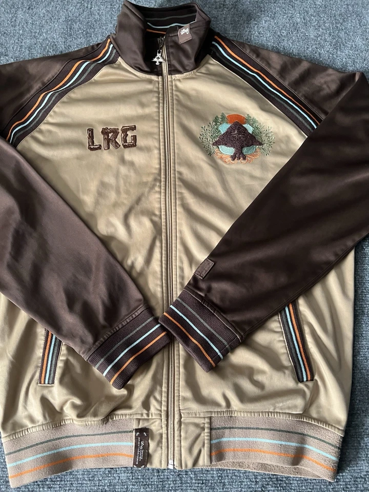 Куртка мужская LRG Lifted Research Group на молнии бежевая коричневая спортивная размер средний винтаж - Изображение 2 из 4