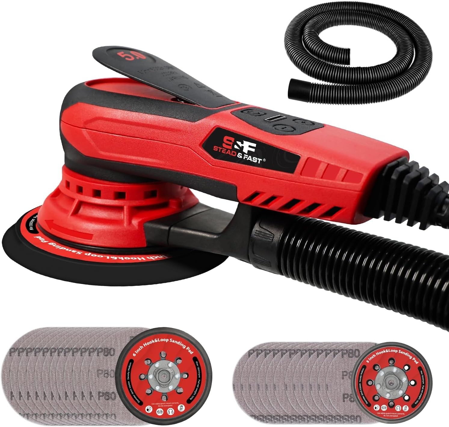 &F STEAD & FAST Electric Random Orbital Sander with Vacuum Attachment 350W, Prof
