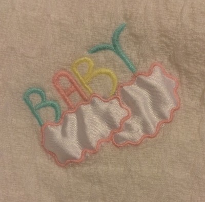 Vintage Acrylic ? Baby Blanket White Fringe B A B Y Pastel Letters Knit 43''x43''