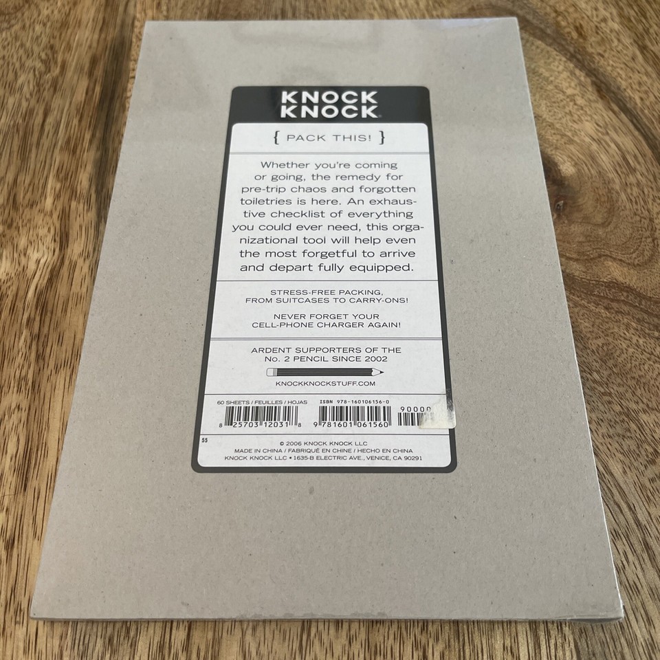 Knock Knock Pad Pack This! Packing List Travel Note Pad 6” x 9” 50
