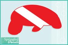 MANATEE Shaped DIVE Flag Vinyl Decal #2 Car Truck Sticker SCUBA Diving Decal