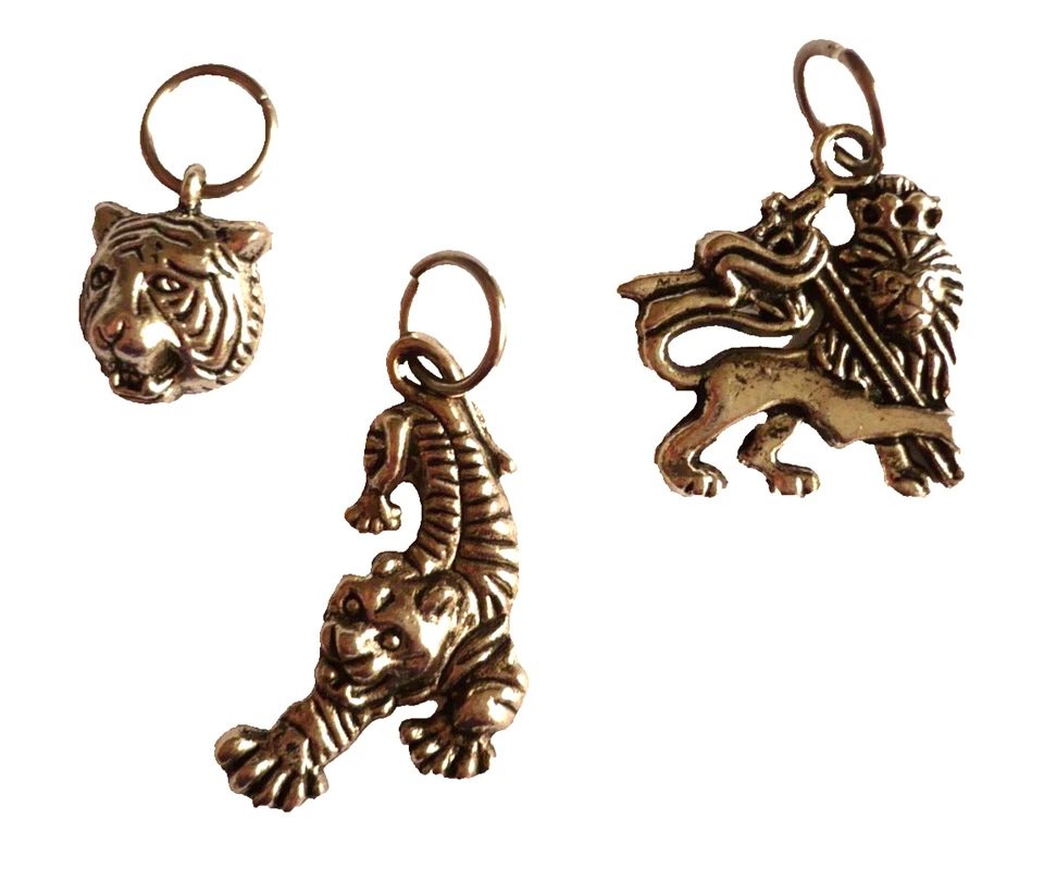 3 Anhänger TIGER LÖWE Tibet Silber Schmuck NEU - Bild 1 von 2