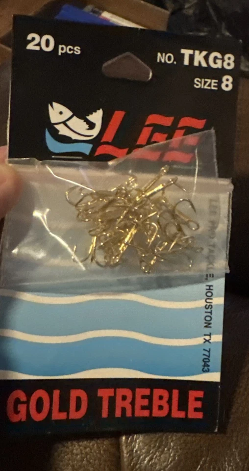 20 Pack~Lee Pro Tackle~TKG8 Gold Treble Hook Size: 8   NEW! - Image 3 of 4