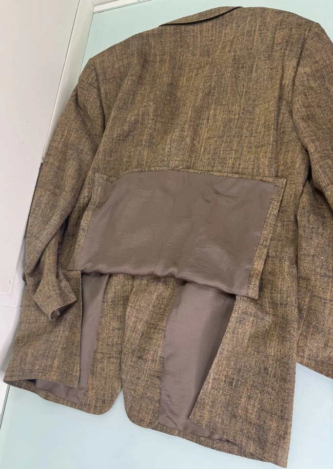 Blazer Ermenegildo Zegna Suave Traje Chaqueta Abrigo Deportivo 44L 100% Seda Dorado Beige Foto 3 de 4