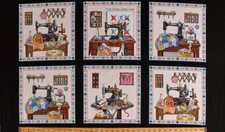 23.5" X 44" Panel Sewing Machines Quilts A Stitch in Time Cotton Fabric D380.23