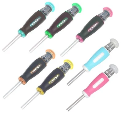 Multi Bit Screwdriver 7-1 Megapro Amigo 1/4" Drive Hex Bits Phillips Slot Square