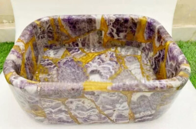 13''x17''x5'' Amethyst Stone Wash Basin Sink Natural Stone Vessel Sinks Home Decors