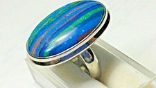 GRANDEUR RAINBOW CALCITE IN STERLING SILVER.925 RING SIZE 8.5 