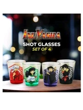 InuYasha Set Of 4 Mini Glasses Just Funky Viz Media Yomiuri TV Sunrise 2009