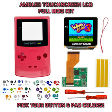 Nintendo Game Boy Color GBC AMOLED OLED Touchscreen LCD Mod Kit BERRY RED