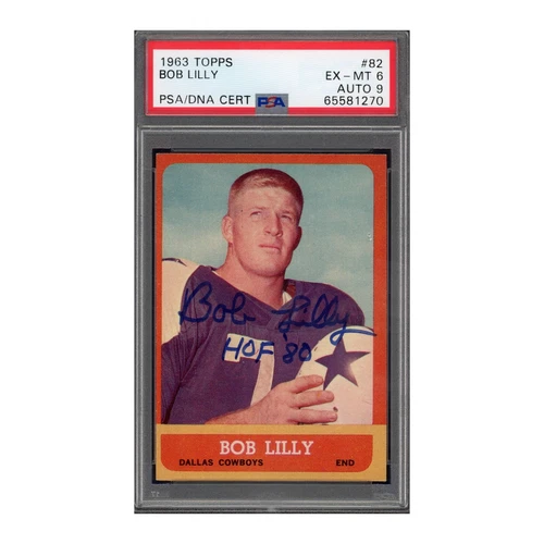 1963 Topps #82 Bob Lilly PSA 6 Auto 9 hof signed rc rookie autograph pop 10