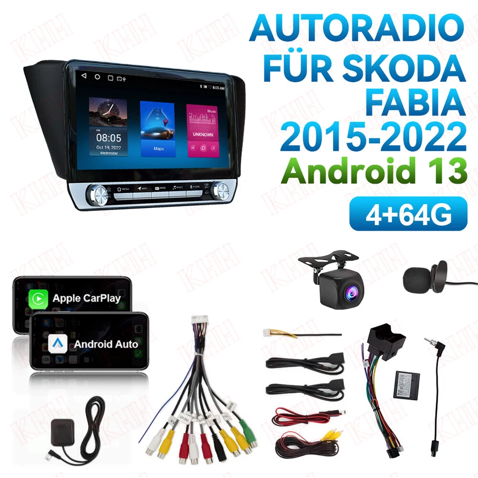 64G Bildschirmtasten Für Skoda Fabia 3 III 2015-2022 Android13 Carplay Autoradio - Bild 2 von 4