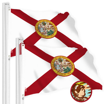 G128 2 Pack: Florida FL State Flag 2.5x4 Ft Embroidered 220GSM Spun Polyester