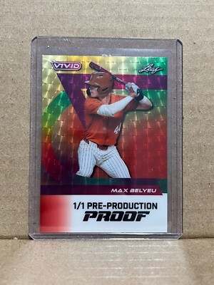 Max Belyeu 2024 Leaf Vivid Baseball 1/1 Pre Production Proof