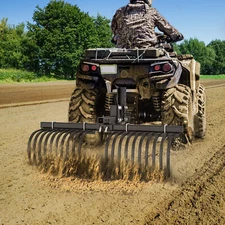 ATV/UTV Landscape Rake for Removing Rocks Grass Clumps & Debris Heavy Duty Steel