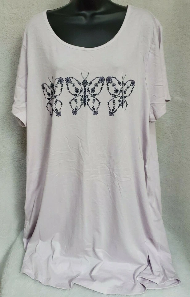 Camisa para dormir Croft & Barrow para mujer talla 1X multicolor mariposa Foto 4 de 4