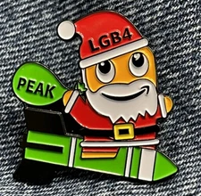 Santa riding a rocket to deliver gifts for Peak Amazon Peccy Employee Pin