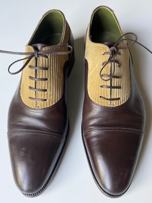Stefano Bemer, brown leather/tan corduroy Oxfords, UK 9.5/EU 43.5