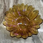 Vintage INDIANA GLASS Lily Pons Round Marigold Carnival Glass Bowl ~7”