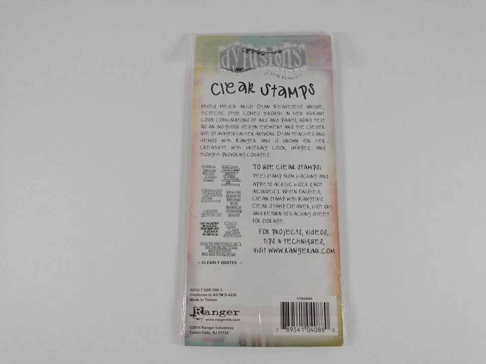 Juego de estampillas transparentes Clearly Quotes Ranger Dyan Reaveley Dylusions 4" x 8" Foto 2 de 2