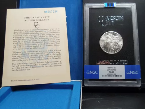 1884-CC MS65 GSA Hoard Morgan Silver Dollar NGC/CAC Certified with Box/COA