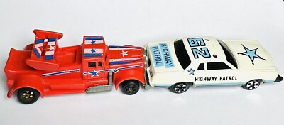 1980 Kidco Burnin' Key Cars Red Semi Tractor Truck & Highway Patrol Lot Of 2