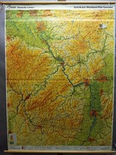 Schulwandkarte Deutsche L&auml;nder Reliefkarte Rheinland-Pfalz Saarland Rollbild