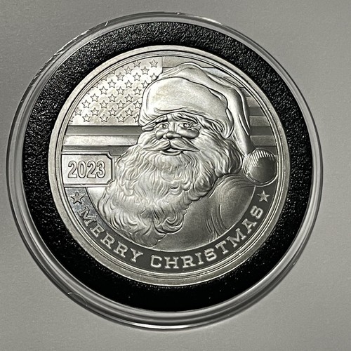 2023 Patriot Santa Holiday Coin Merry Christmas 1 Troy Oz .999 Fine Silver Round - Picture 5 of 10