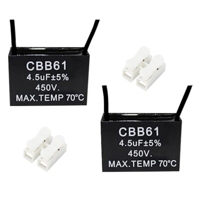 450V 4.5UF CBB61 Ceiling Fan Motor Running Capacitor 2 Wire 50/60 Hz