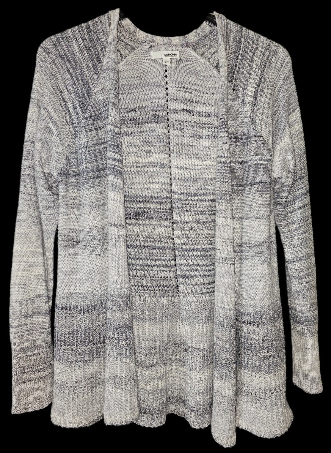 Sonoma Gray Open Front Soft Knit Long Sleeve Cardigan Women's Size PL