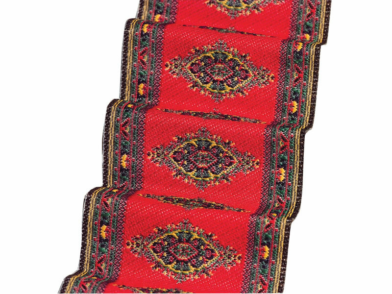 Dolls House Stair Carpet Red Motif Hallway Fabric Carpet Miniature 1:12th Scale