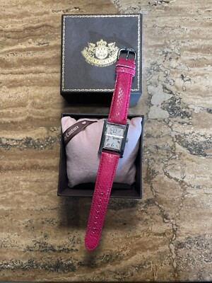 EUC Juicy Couture Pink leather watch with embossed snakeskin pattern Retail $175