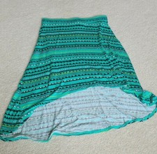 TOTAL Girls Asymmetrical Hemline Skirt TEAL BLACK Size M 7/8