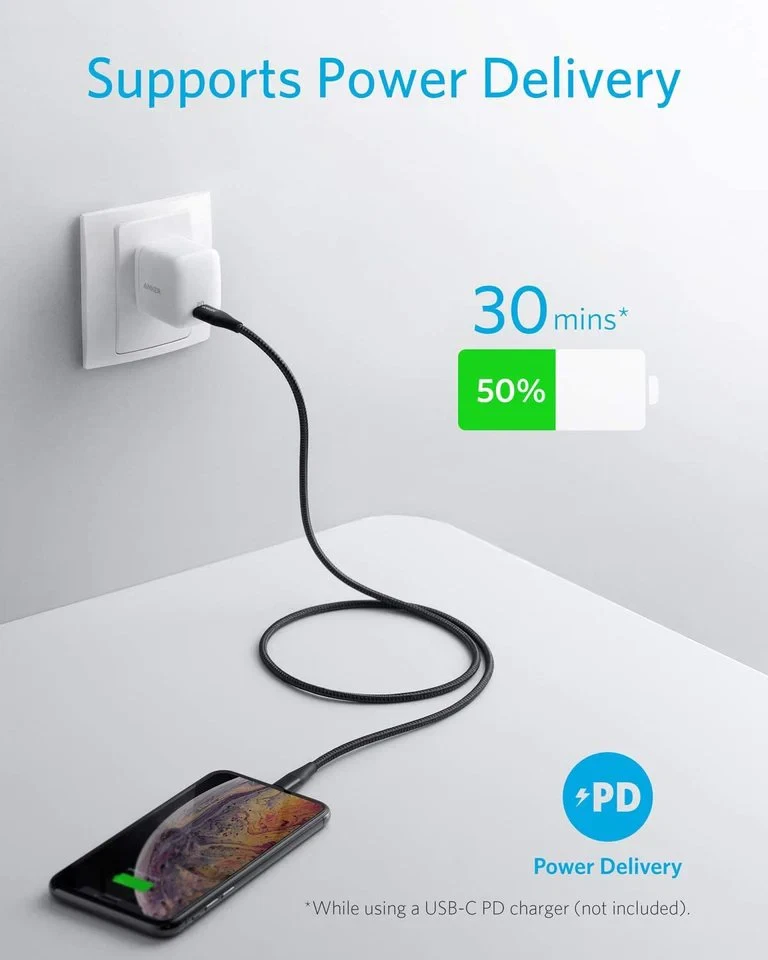 ANKER POWERLINE III FLOW USB C TO FAST CABLE LIGHT NING  (6 ft) MFi-Certified - Image 3 of 4