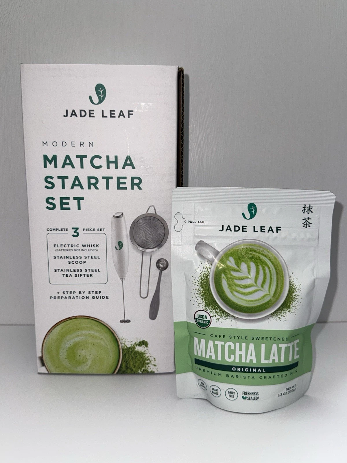 Jade Leaf Matcha Starter Set MATCHA LATTE, Whisk ,Scoop,Sifter, & Handbook