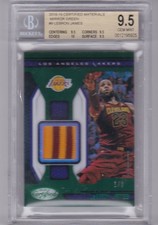 2018-19 PANINI CERTIFIED LEBRON JAMES EMERALD GAME-USED PATCH #1/5 BGS 9.5 GEM