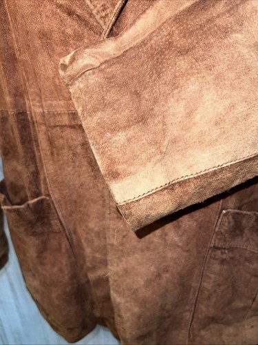 VTG Rust Brown Suede Leather Bermans Jacket Blazer M-L Retro Hippie Rockabilly - Picture 7 of 20