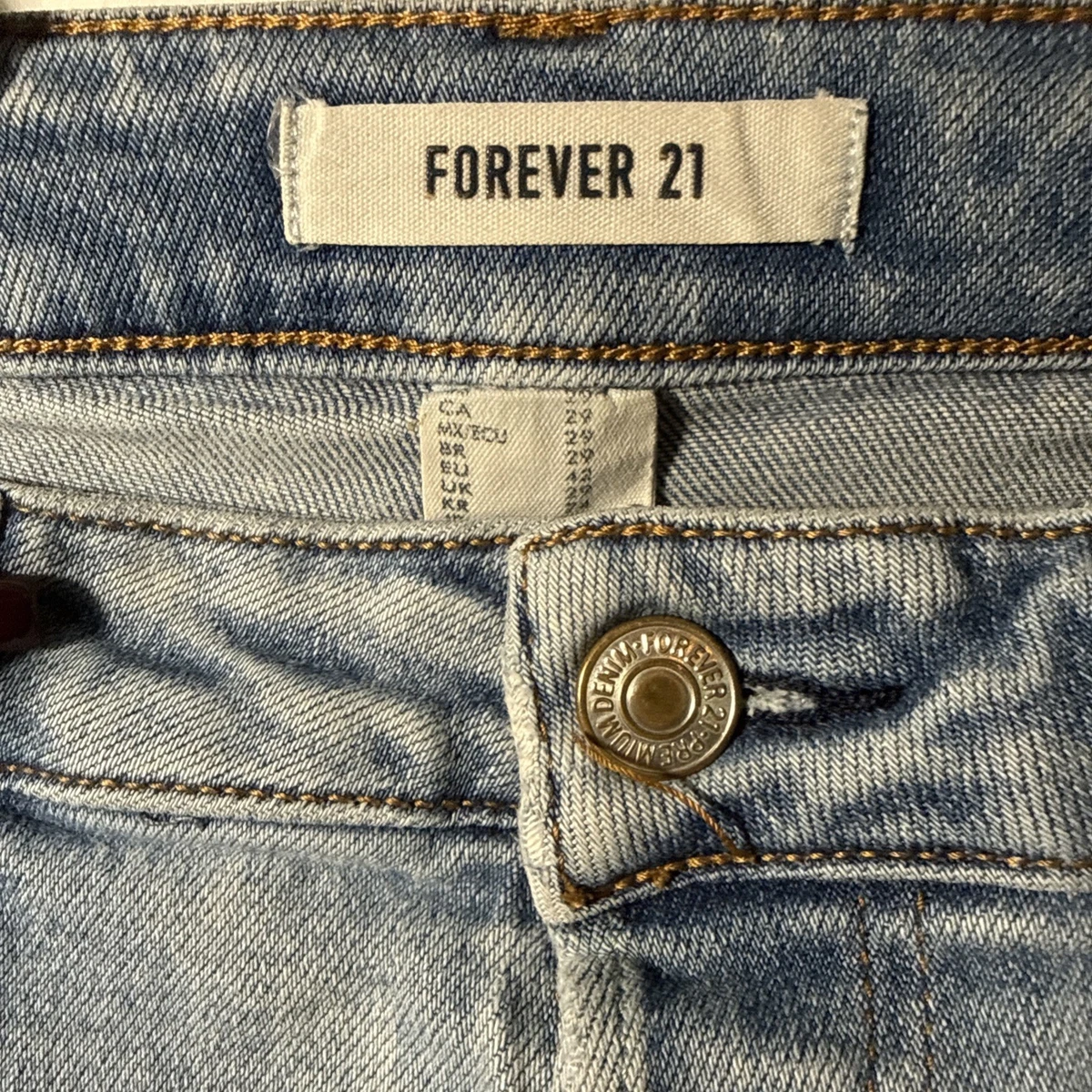 Pantalones de mezclilla para mujer Forever 21 azul lavado claro tiro alto pierna recta, talla 29