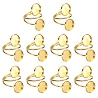 10Er Set Ringrohling 12Mm Verstellbar FüR Schmuck, Gold