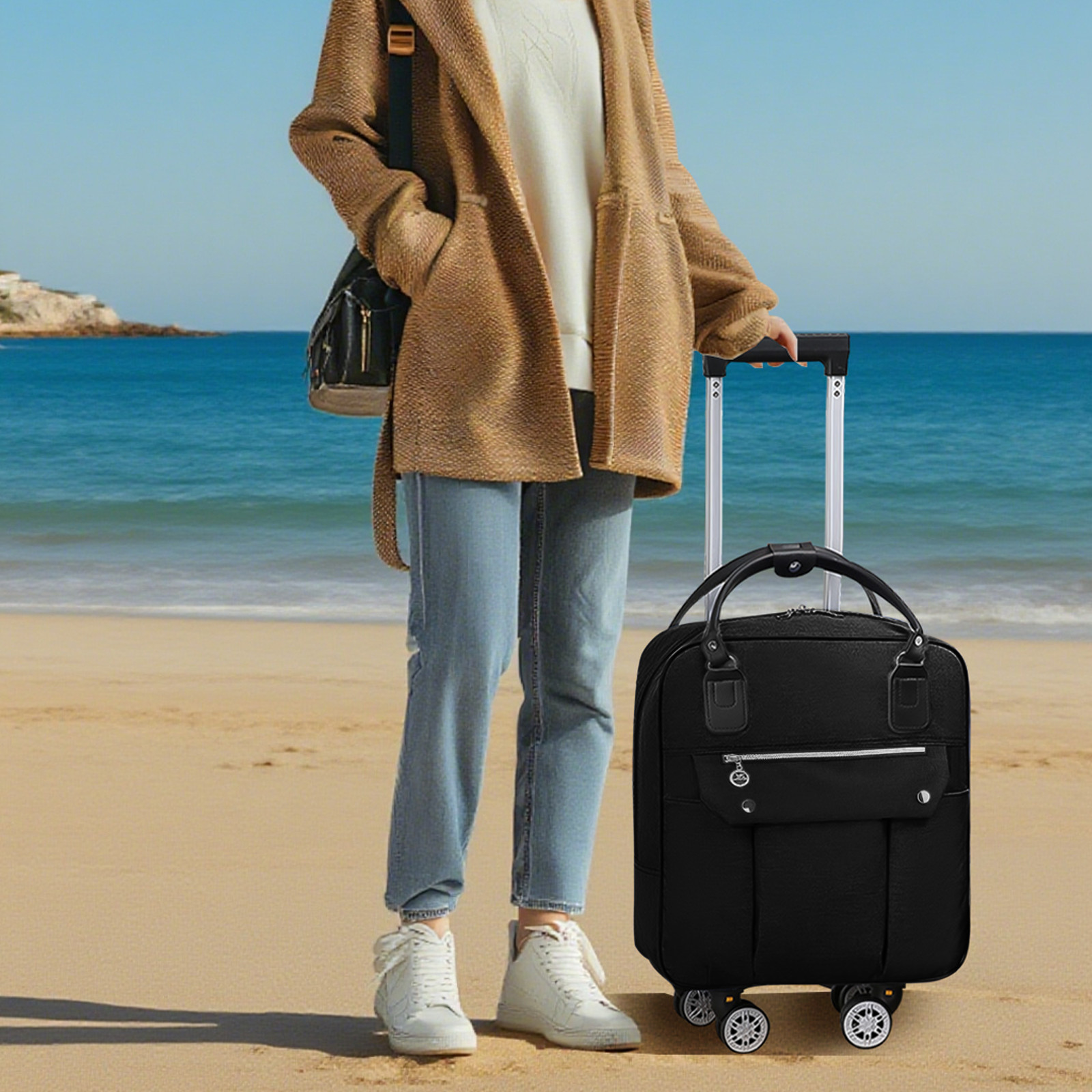 3 In 1 Duffle Bag Carry On Travel Bag w/ Detachable Wheels Trolley Bag For Trip