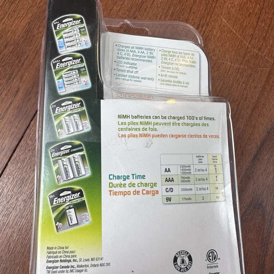 Energizer Recharge Universal Battery Charger CHFCV AA AAA C D 9V NiMH NiCd - Image 2 of 4