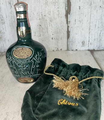 Chivas Regal Royal Salute 21 Green Ceramic Decanter + Velvet Bag from Scotland