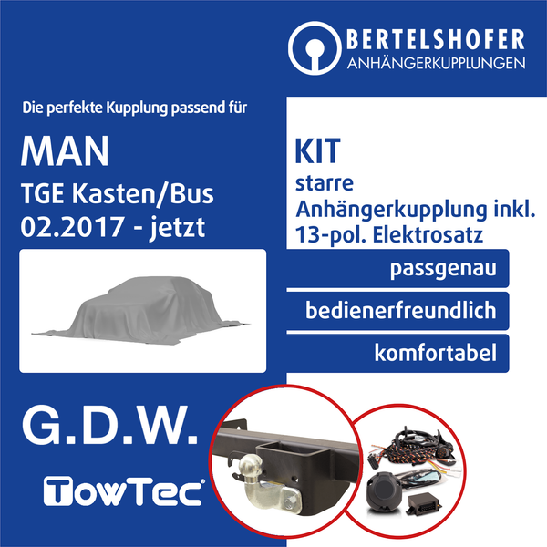 für MAN TGE Kasten/Bus 02.2017-Jetzt AHK Starr +13Pol Spezifisch E-Satz PKW TOP-image