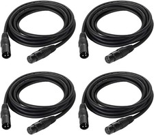 4PCS 10FT 3-Pin DMX512 XLR Cable Male to Female for Stage DJ Light Fixtures
